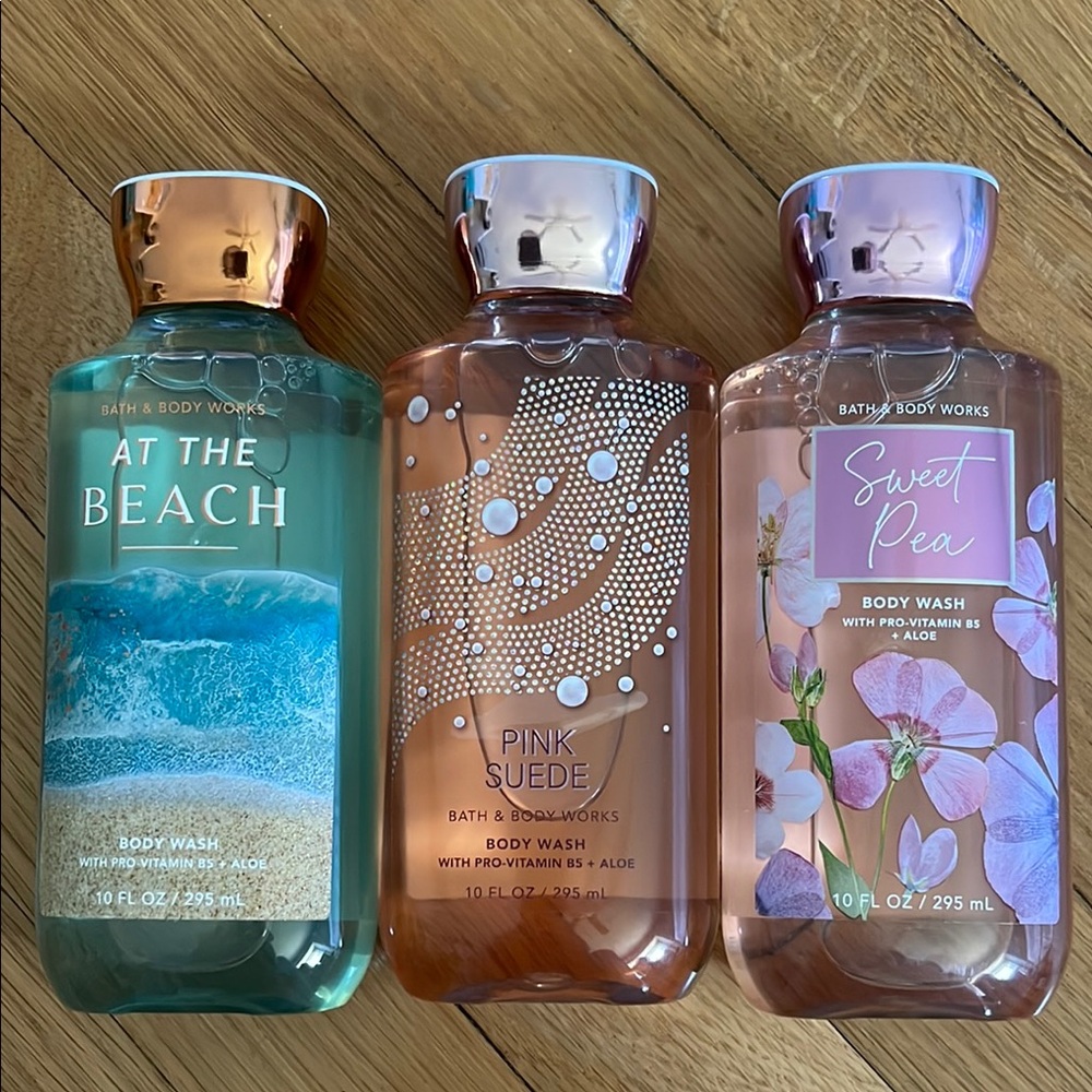 Bath & Body Works Body Wash Set - At The Beach, Pink Suede, Sweet Pea